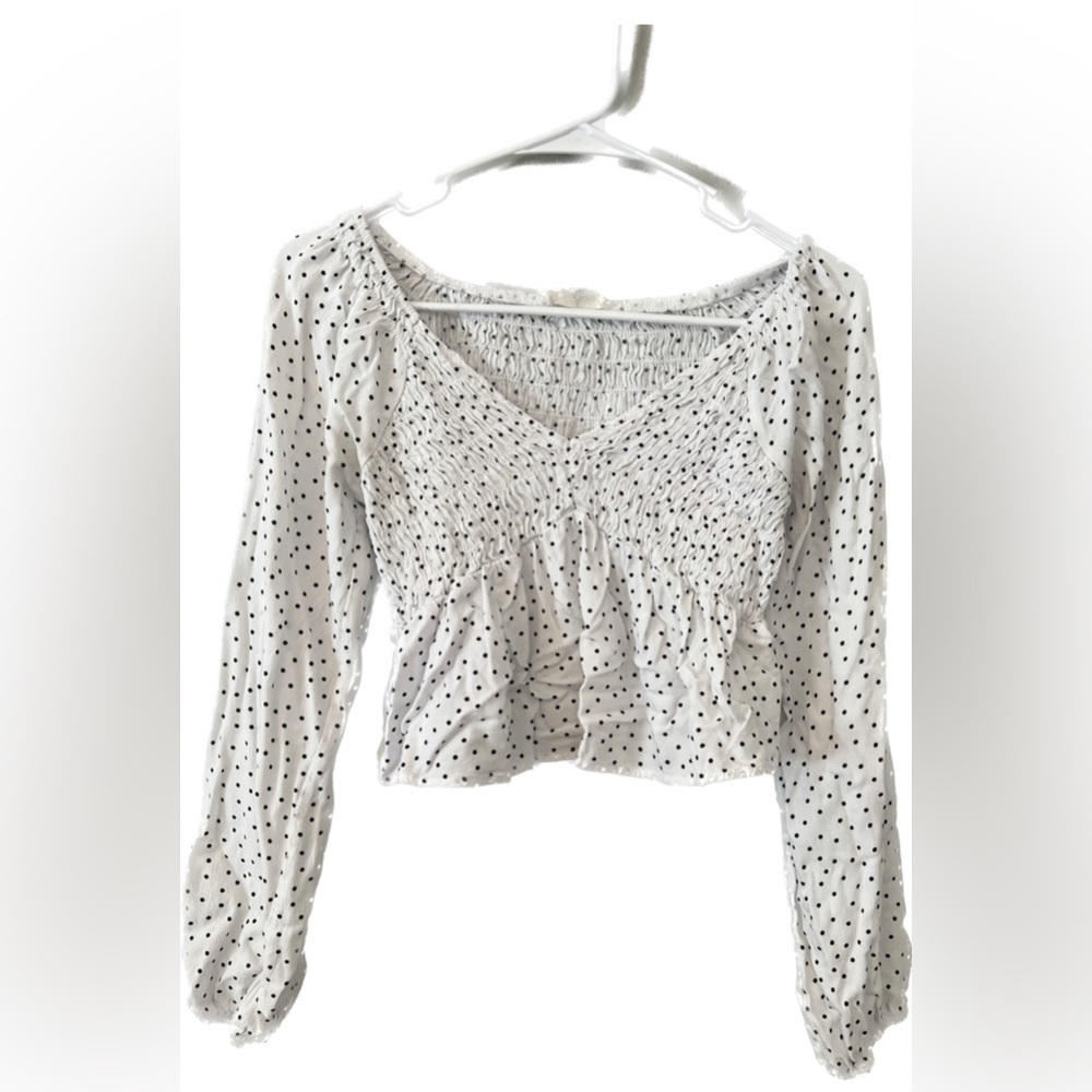 LA Hearts Long sleeve smocked crop top
